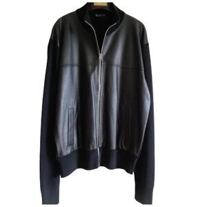 AUTHENTIC mens Tom Ford Black Leather and wool Jacket size XL US and 55 (Italy)